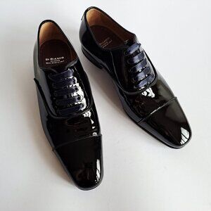 NEW Di Bianco Mens Black Oxfords & Lace Ups Patent Leather Shiny Shoes Size 9